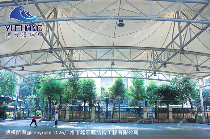 昭通某学堂风雨球场膜结构顶棚工程案例